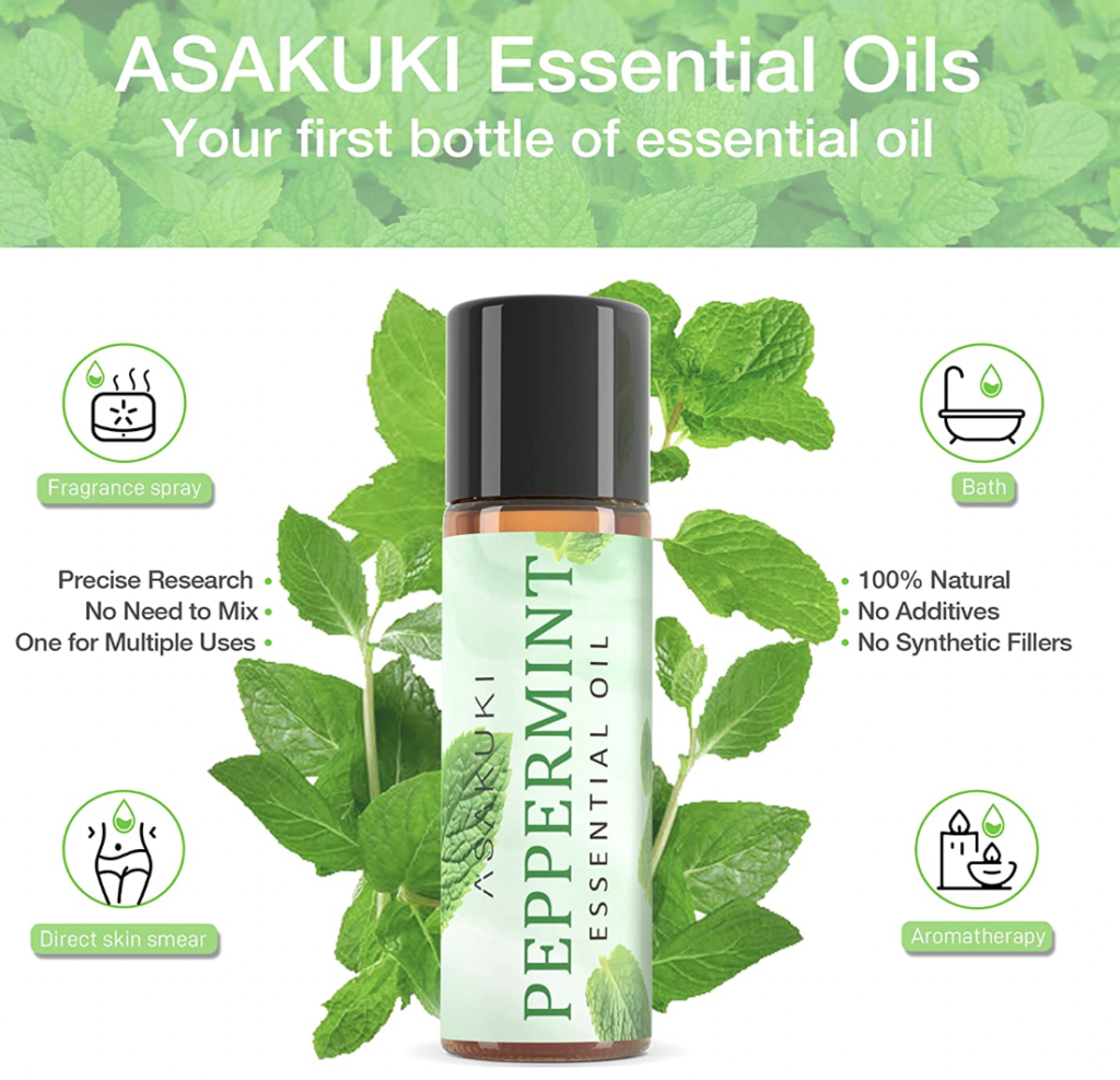 ASAKUKI Peppermint Essential Oil 10ml, 100% Pure Natural Essential Oils